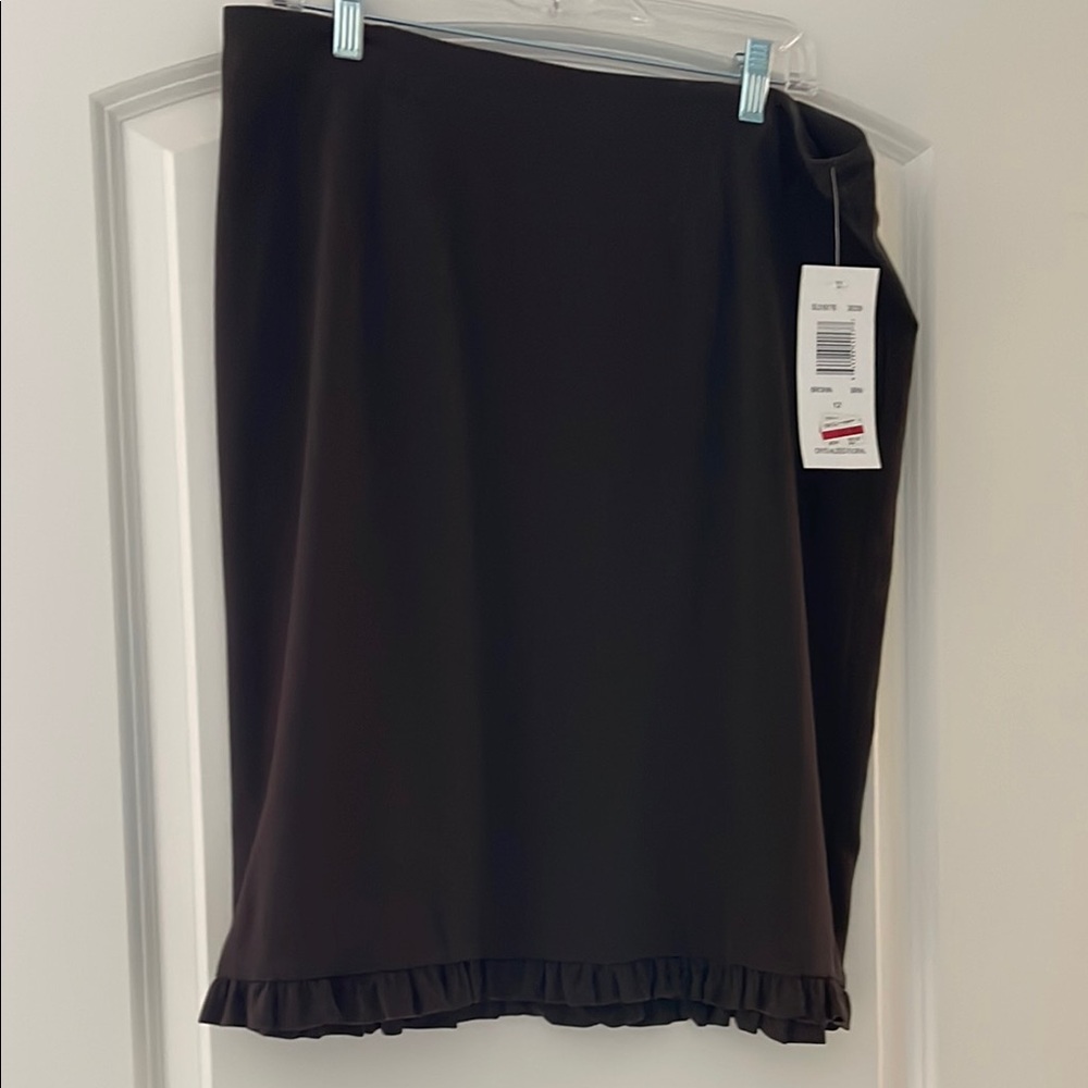 Brown Skirt with Ruffle Hem